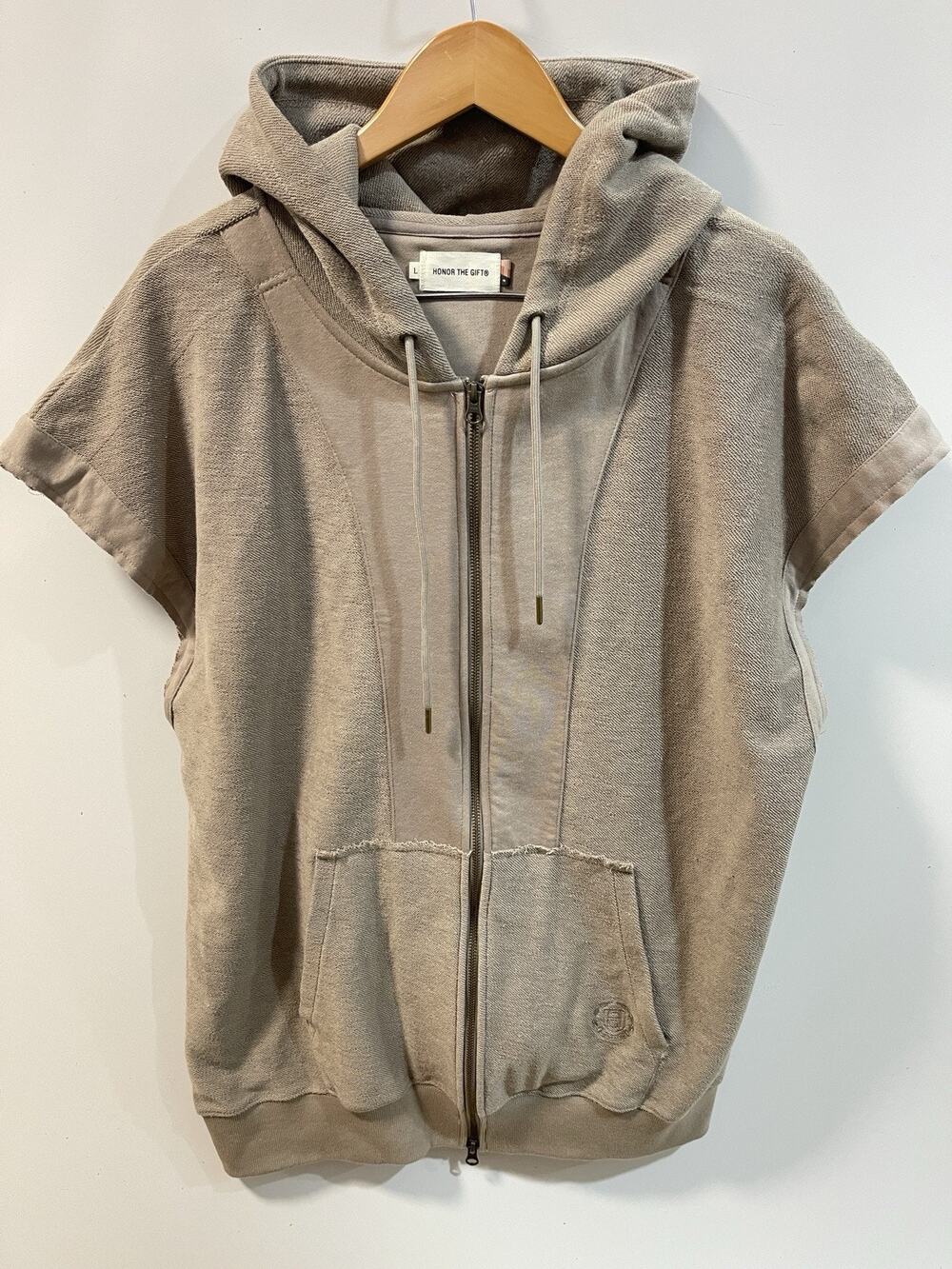 Honor The Gift Matte Brown Full Zip Sleeveless Hooded Sweater Size L GF
